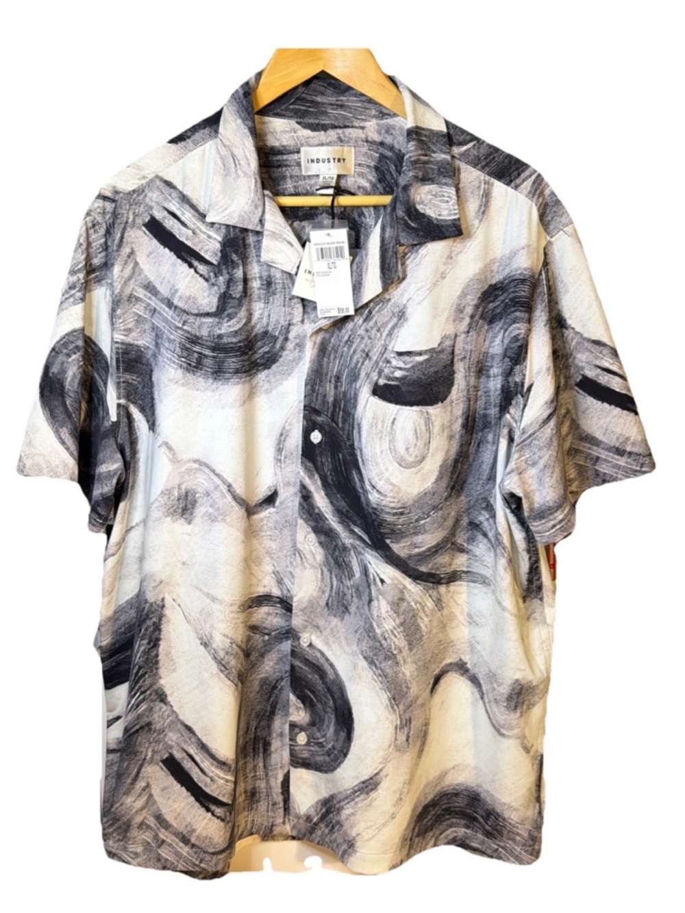 Men’s XL Button Casual Shirt by Industry Republic Short-Sleeve Black & White NWT